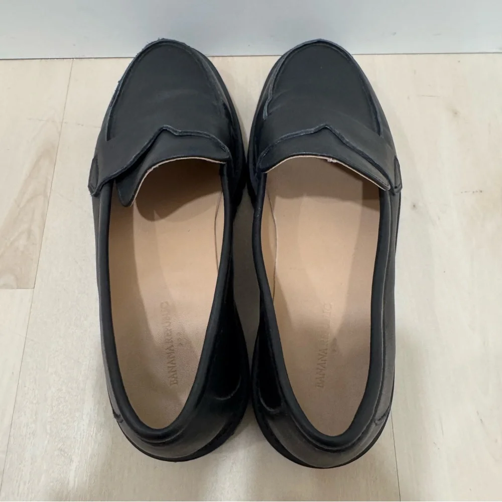 Banana Republic Black Leather Lug Sole Penny Loafers - Picture 9 of 12